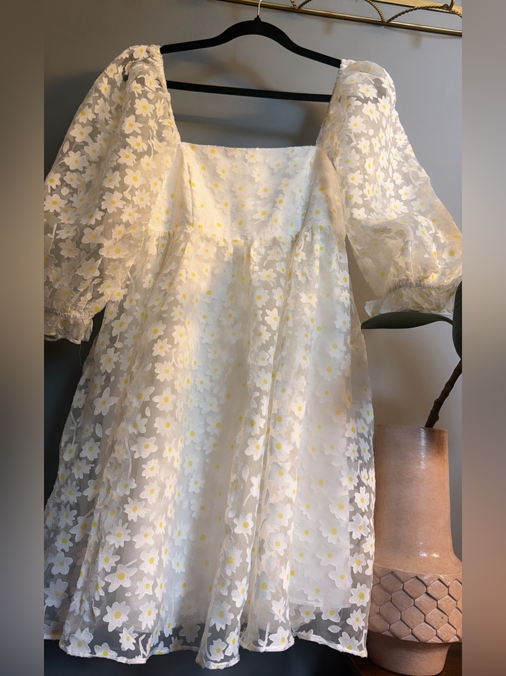 Daisy Organza Babydoll Mini Dress | Puff Sleeve Floral Dress | NWT Small